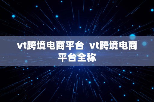 vt跨境电商平台  vt跨境电商平台全称