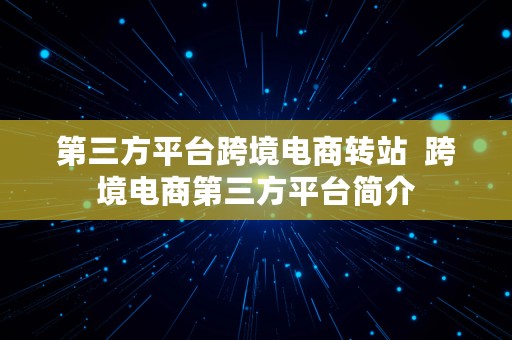 第三方平台跨境电商转站  跨境电商第三方平台简介