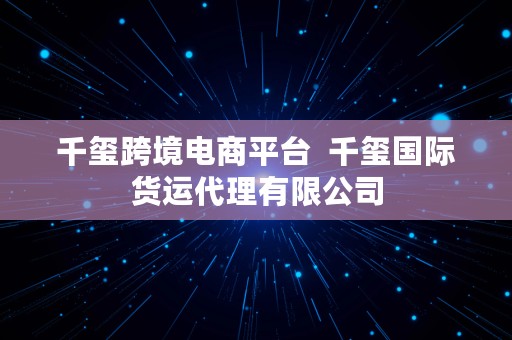 千玺跨境电商平台  千玺国际货运代理有限公司