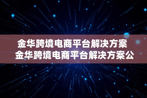 金华跨境电商平台解决方案  金华跨境电商平台解决方案公示