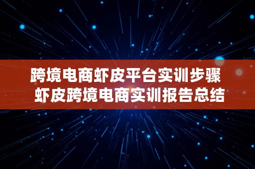 跨境电商虾皮平台实训步骤  虾皮跨境电商实训报告总结