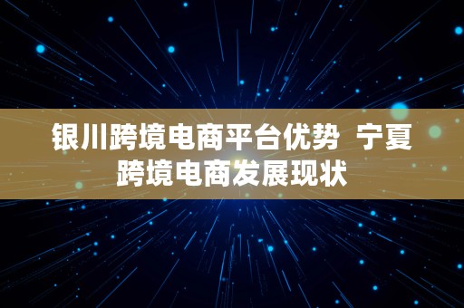 银川跨境电商平台优势  宁夏跨境电商发展现状