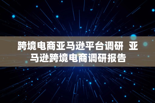 跨境电商亚马逊平台调研  亚马逊跨境电商调研报告