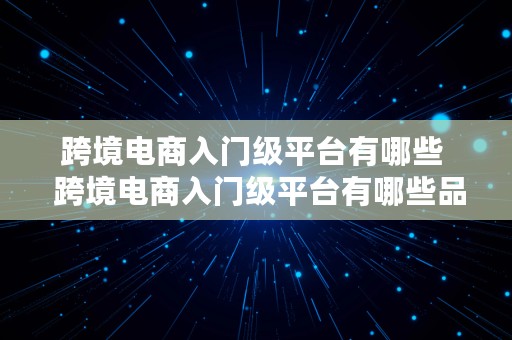 跨境电商入门级平台有哪些  跨境电商入门级平台有哪些品牌