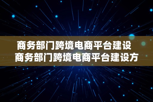 商务部门跨境电商平台建设  商务部门跨境电商平台建设方案