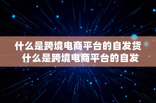 什么是跨境电商平台的自发货  什么是跨境电商平台的自发货物流