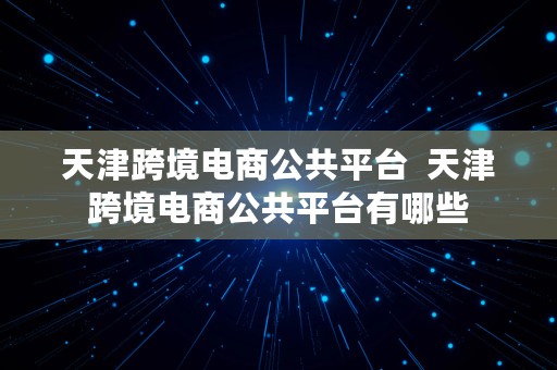 天津跨境电商公共平台  天津跨境电商公共平台有哪些