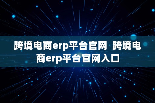 跨境电商erp平台官网  跨境电商erp平台官网入口