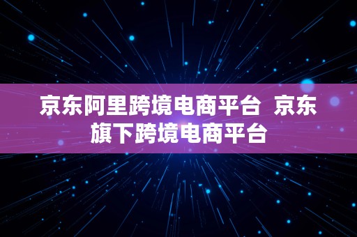 京东阿里跨境电商平台  京东旗下跨境电商平台