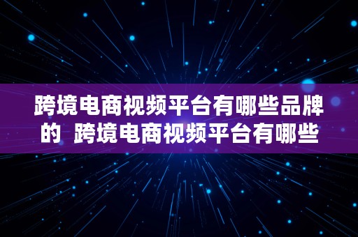 跨境电商视频平台有哪些品牌的  跨境电商视频平台有哪些品牌的产品