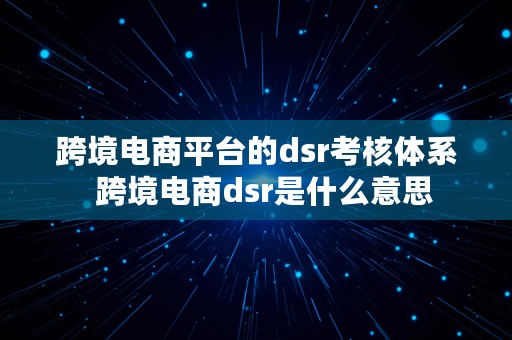 跨境电商平台的dsr考核体系  跨境电商dsr是什么意思