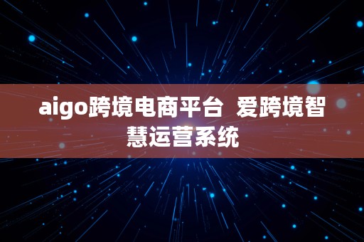 aigo跨境电商平台  爱跨境智慧运营系统