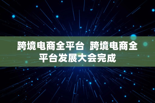 跨境电商全平台  跨境电商全平台发展大会完成