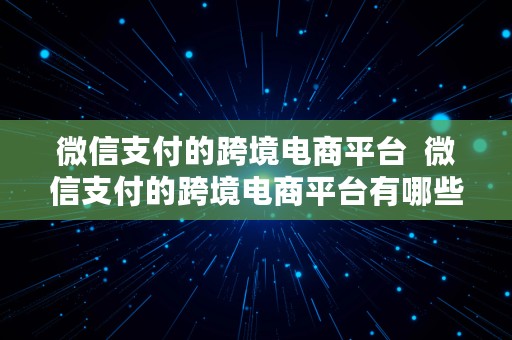 微信支付的跨境电商平台  微信支付的跨境电商平台有哪些