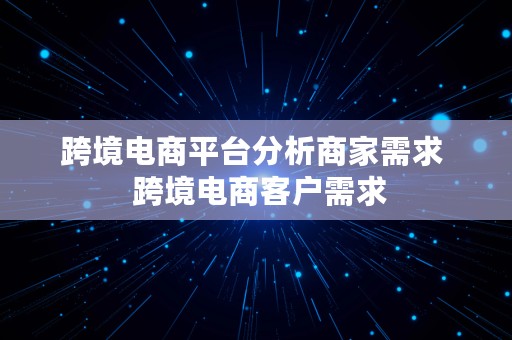 跨境电商平台分析商家需求  跨境电商客户需求