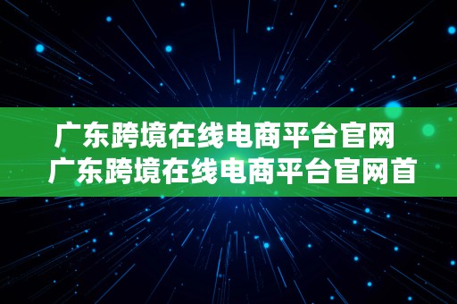 广东跨境在线电商平台官网  广东跨境在线电商平台官网首页