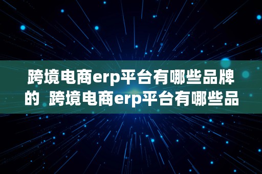 跨境电商erp平台有哪些品牌的  跨境电商erp平台有哪些品牌的产品