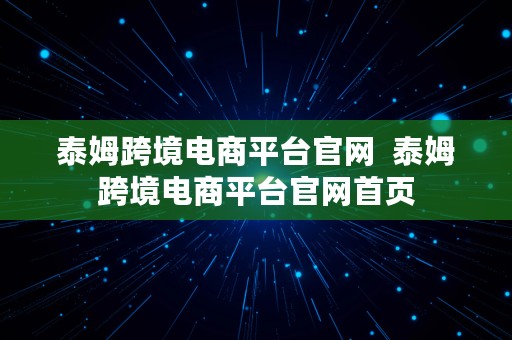 泰姆跨境电商平台官网  泰姆跨境电商平台官网首页