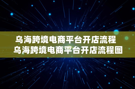 乌海跨境电商平台开店流程  乌海跨境电商平台开店流程图