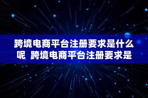 跨境电商平台注册要求是什么呢  跨境电商平台注册要求是什么呢