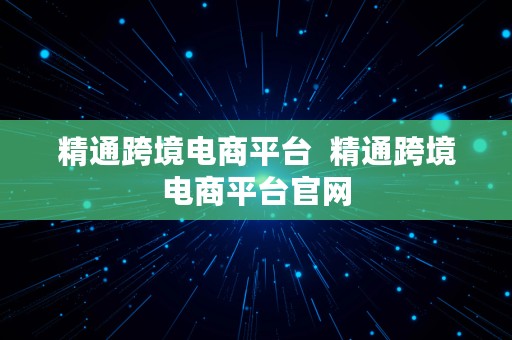 精通跨境电商平台  精通跨境电商平台官网