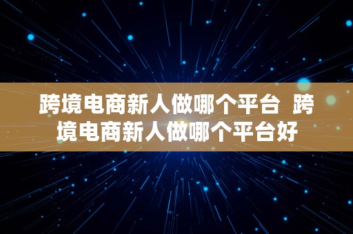 跨境电商新人做哪个平台  跨境电商新人做哪个平台好