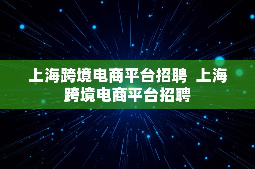 上海跨境电商平台招聘  上海跨境电商平台招聘