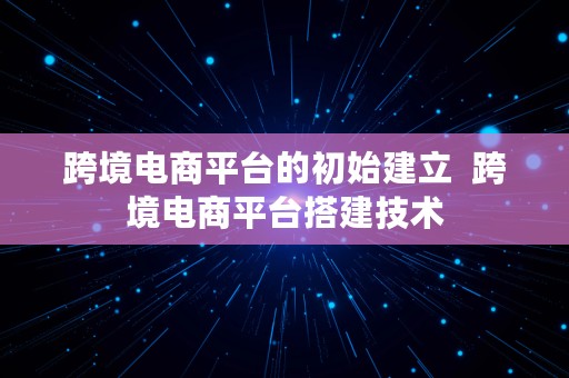 跨境电商平台的初始建立  跨境电商平台搭建技术