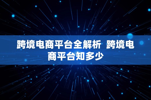 跨境电商平台全解析  跨境电商平台知多少