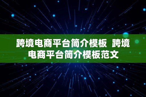 跨境电商平台简介模板  跨境电商平台简介模板范文