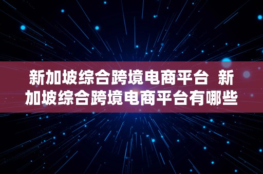 新加坡综合跨境电商平台  新加坡综合跨境电商平台有哪些