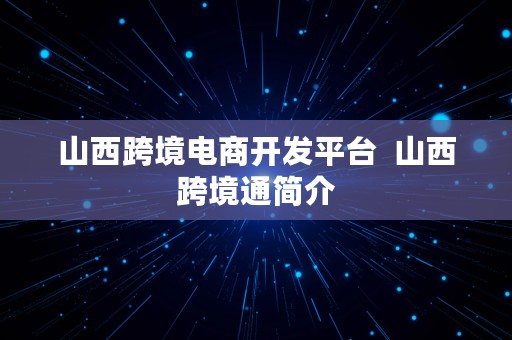 山西跨境电商开发平台  山西跨境通简介