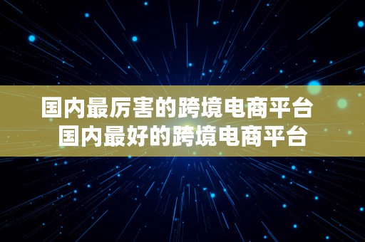 国内最厉害的跨境电商平台  国内最好的跨境电商平台