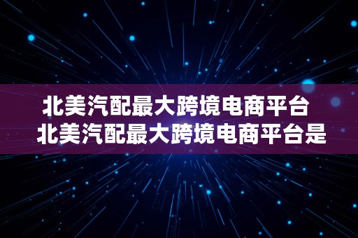 北美汽配最大跨境电商平台  北美汽配最大跨境电商平台是什么