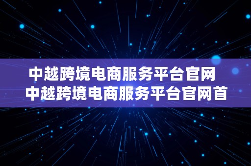 中越跨境电商服务平台官网  中越跨境电商服务平台官网首页