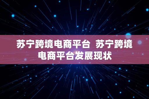 苏宁跨境电商平台  苏宁跨境电商平台发展现状