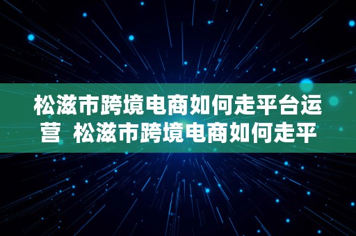 松滋市跨境电商如何走平台运营  松滋市跨境电商如何走平台运营的