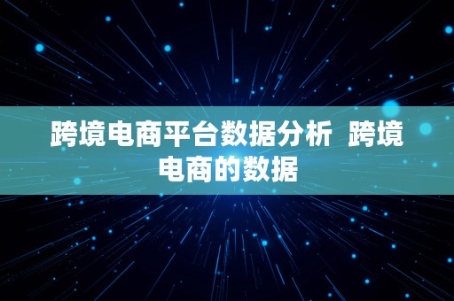 跨境电商平台数据分析  跨境电商的数据