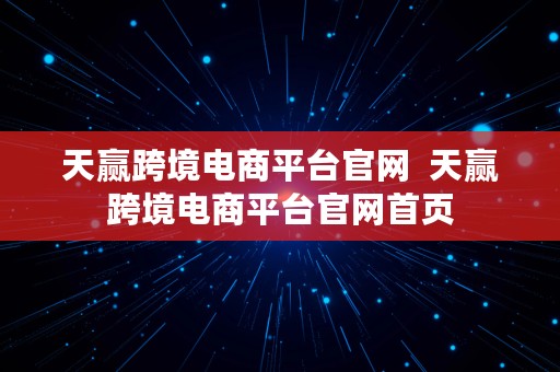 天赢跨境电商平台官网  天赢跨境电商平台官网首页