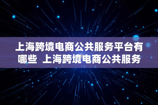 上海跨境电商公共服务平台有哪些  上海跨境电商公共服务平台有哪些公司