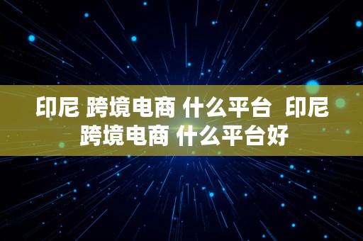 印尼 跨境电商 什么平台  印尼 跨境电商 什么平台好