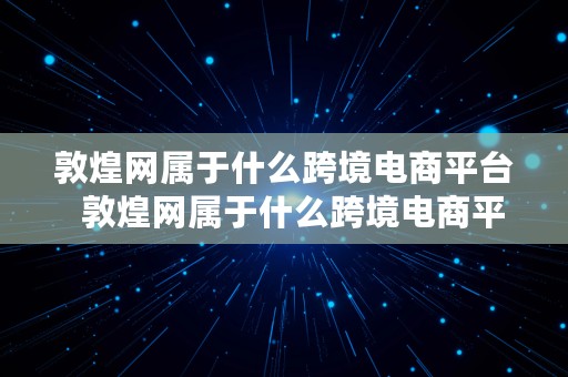 敦煌网属于什么跨境电商平台  敦煌网属于什么跨境电商平台类型