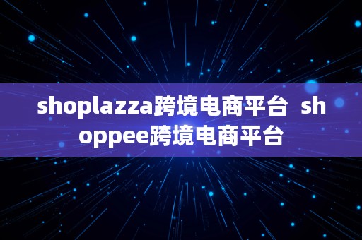 shoplazza跨境电商平台  shoppee跨境电商平台