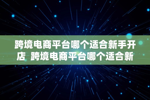 跨境电商平台哪个适合新手开店  跨境电商平台哪个适合新手开店的