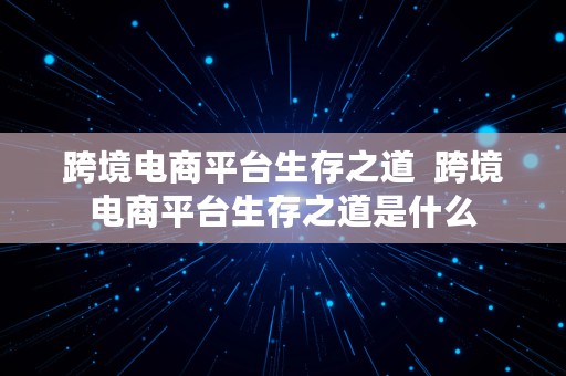 跨境电商平台生存之道  跨境电商平台生存之道是什么