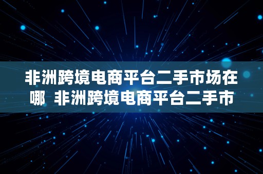 非洲跨境电商平台二手市场在哪  非洲跨境电商平台二手市场在哪个位置