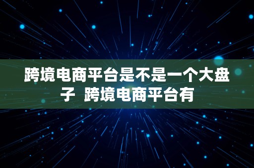 跨境电商平台是不是一个大盘子  跨境电商平台有