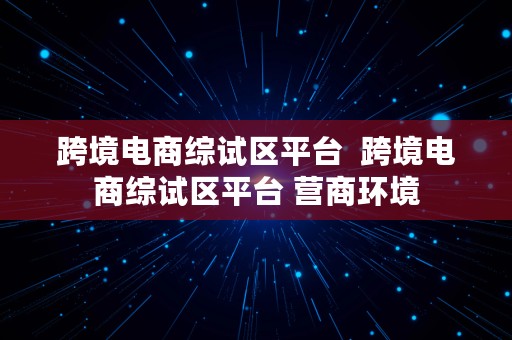 跨境电商综试区平台  跨境电商综试区平台 营商环境