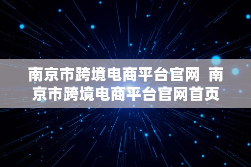 南京市跨境电商平台官网  南京市跨境电商平台官网首页