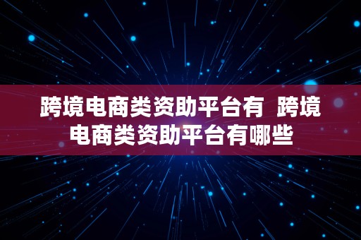 跨境电商类资助平台有  跨境电商类资助平台有哪些